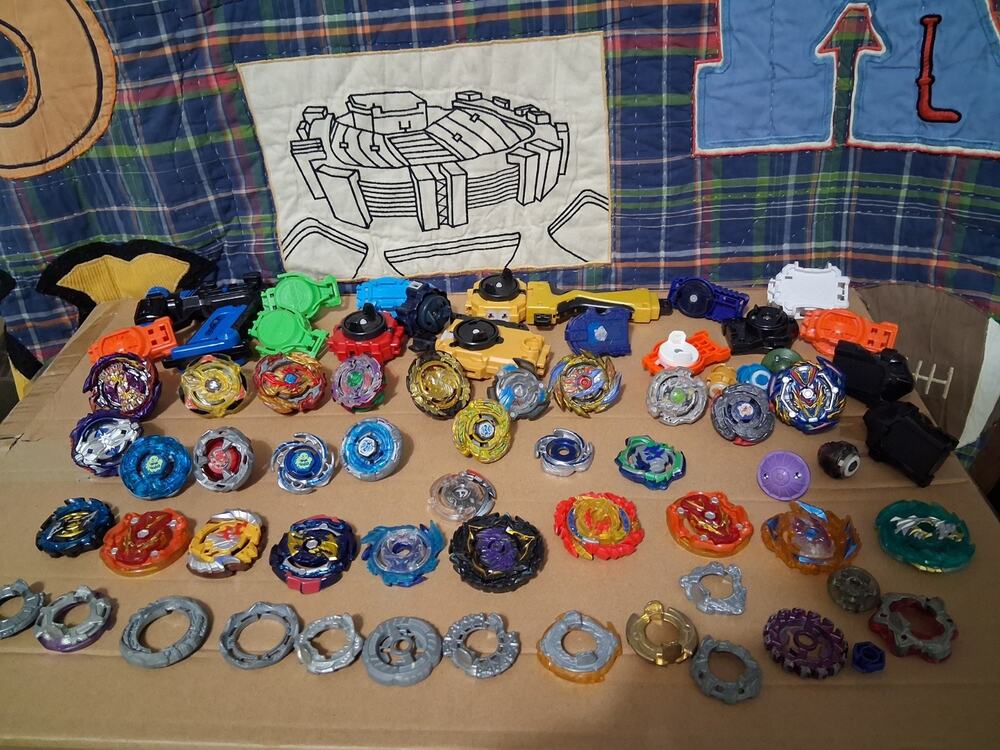 Mixed Beyblade Lot - Metal Masters, Burst Tops, Launchers & Custom Parts